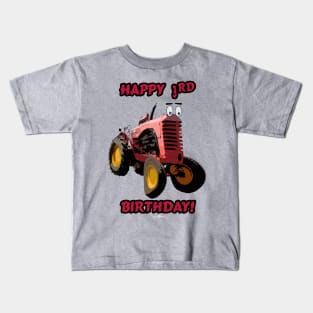 Happy 3rd birthday tractor design Kids T-Shirt